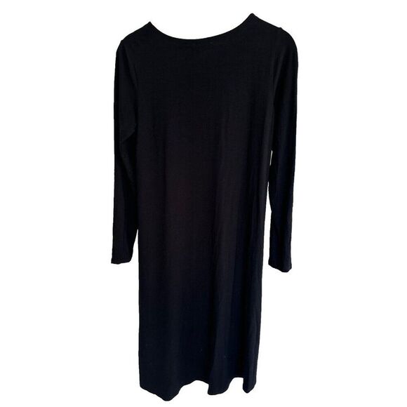 Eileen Fisher Long Sleeve Black Stretch Contemporary Minimalist Career Dress S - Picture 4 of 4